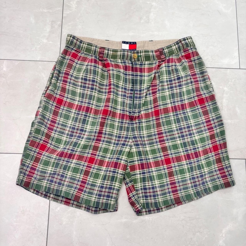 Vintage Tommy Hilfiger Plaid Shorts 90s Y2K Preppy Grandpa Core Baggy Bermuda